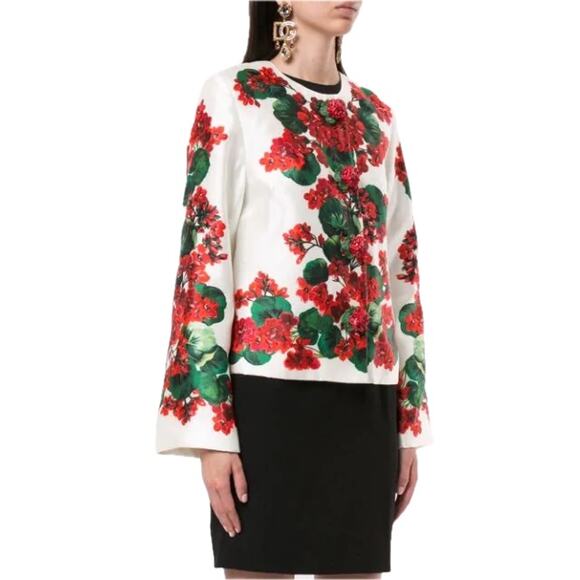 NWT Dolce & Gabbana Portofino Print Mikado Jacket White Red green IT 40 S - Picture 4 of 13